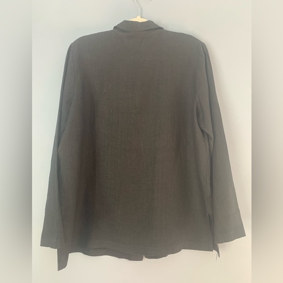 PA Company Boston 100% Linen Shacket Blouse Jacket Size L Black Like New Vintage - Picture 6 of 10